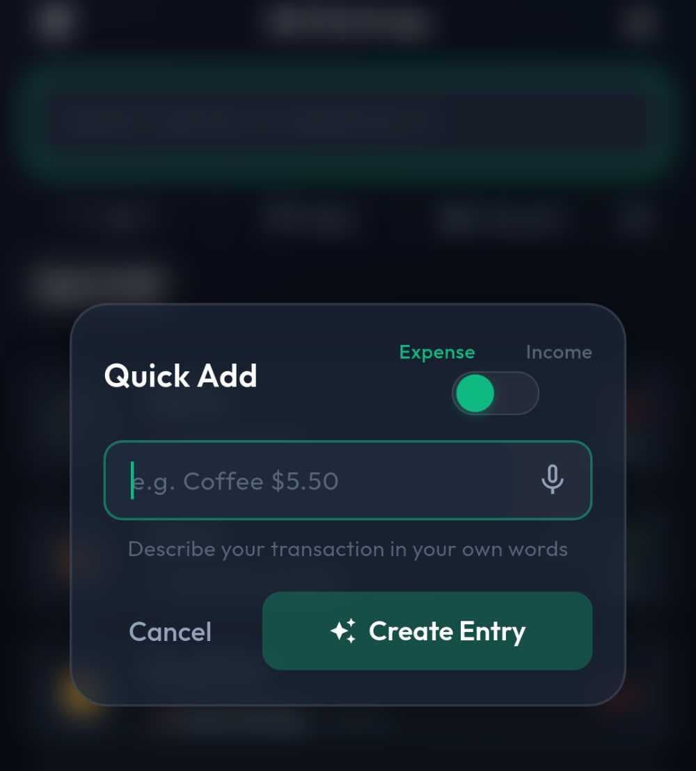 Trusty quick add screen