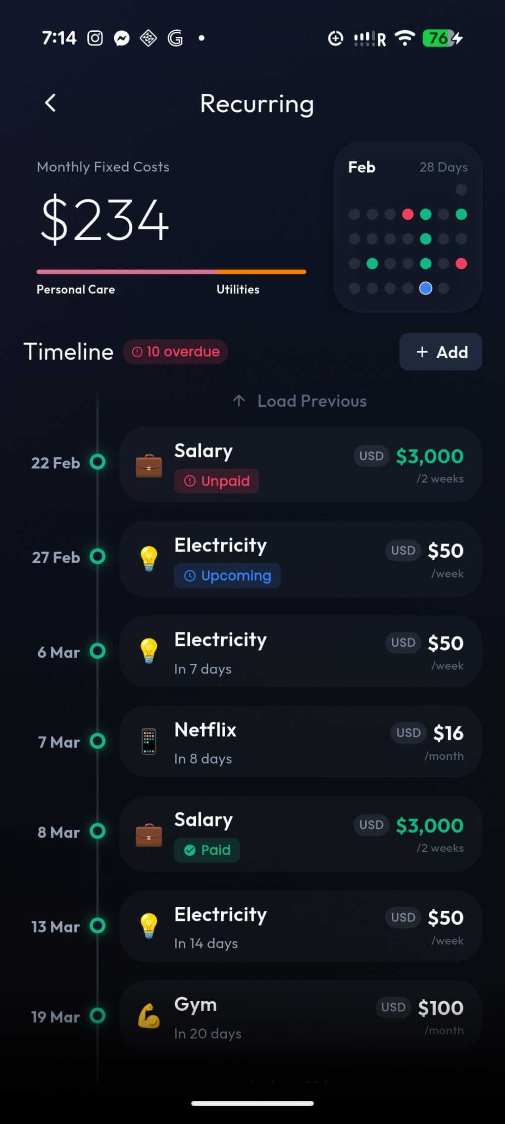 Trusty recurring — manage subscriptions and recurring bills